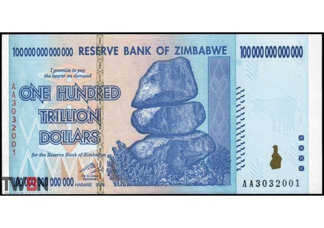 Banknote Simbabwe P Trillion Dollar Billionen Dollar