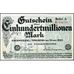 Eschweiler y Stolberg 100.000.000 Mark 1923