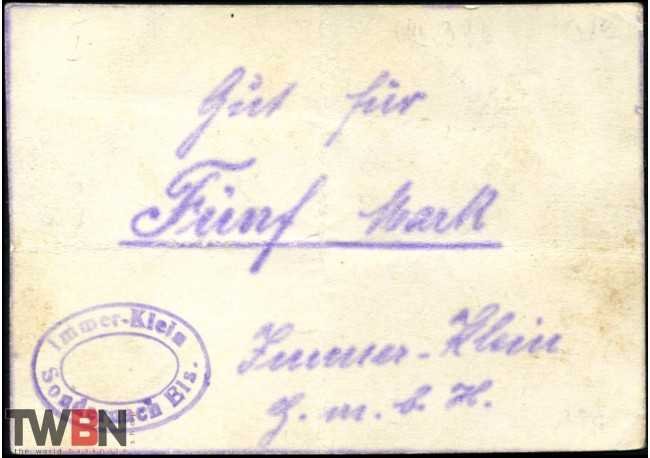 Sondernach (Elsass) 5 Mark oD (1914-15)