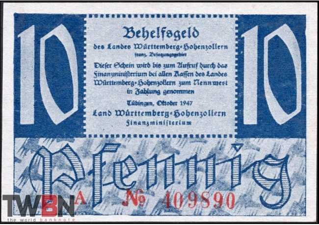 Germany - Wuerttemberg-Hohenzollern P-S1008a