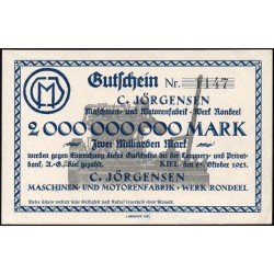 Kiel - C. Jörgensen 2 milliards de marks 1923