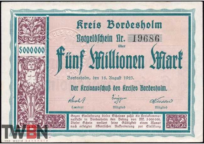 Bordesholm 5 millions de marks 18.08.1923