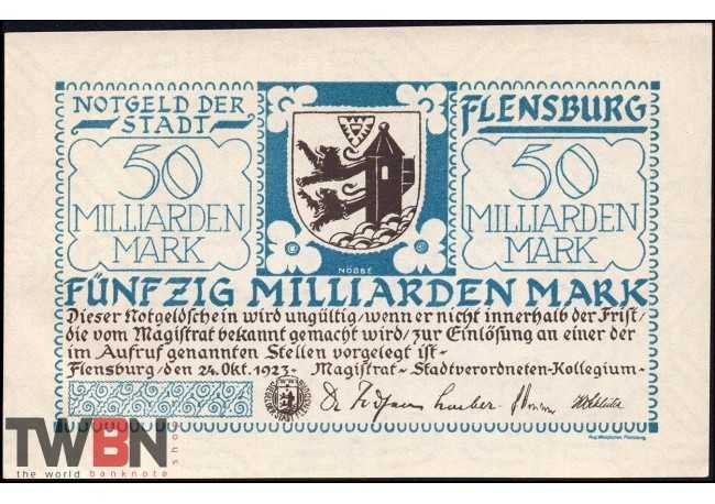 Flensbourg 50 milliards de marks 1923